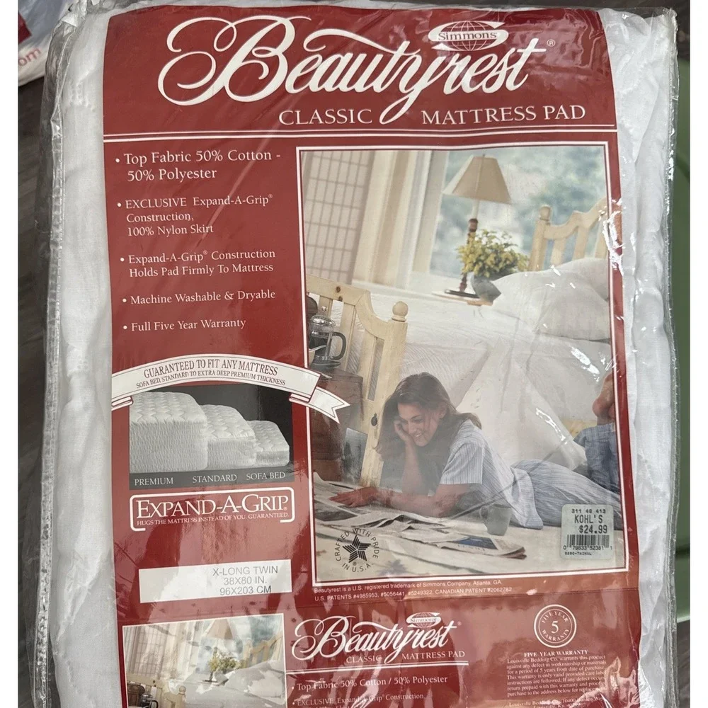 Simmons Beautyrest Mattress Pad X-Long Twin Expand-A-Grip